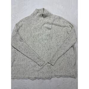 Pure Collection 100% Cashmere Mock Neck Sweater US 4 UK 10 Cream Speckled Knit